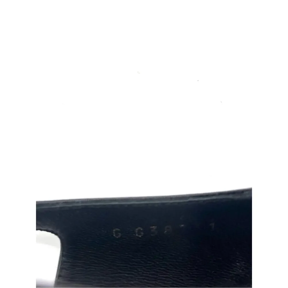 Chanel CC Logo Cap Toe Black Patent Leather Slingback Flats 37.5